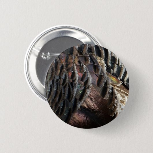Wild Turkey Feathers I Abstrakt Nature Design Button (Vorne & Hinten)