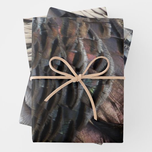 Wild Turkey Feathers I Abstrakt Nature Design Geschenkpapier Set (Beispiel)