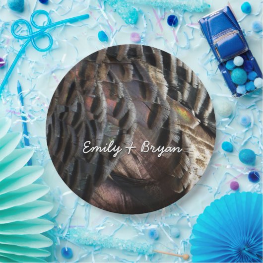 Wild Turkey Feathers I Abstrakt Nature Design Pappteller (Party)