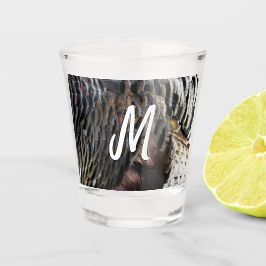 Wild Turkey Feathers I Abstrakt Nature Design Schnapsglas (Vorderseite)