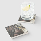 Wild Turkey Feathers I Abstrakt Nature Design Steinuntersetzer (Seitenansicht)