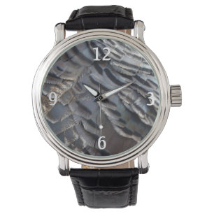 Wild Turkey Feathers II Abstrakte Naturgestaltung Armbanduhr