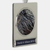 Wild Turkey Feathers II Abstrakte Naturgestaltung Banner-Ornament Silber (Rechts)