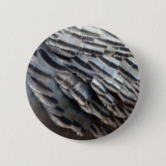 Wild Turkey Feathers II Abstrakte Naturgestaltung Button (Vorderseite)