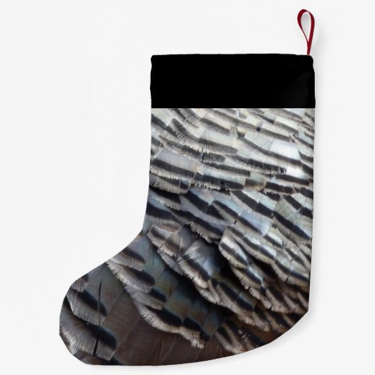 Wild Turkey Feathers II Abstrakte Naturgestaltung Kleiner Weihnachtsstrumpf (Rückseite)