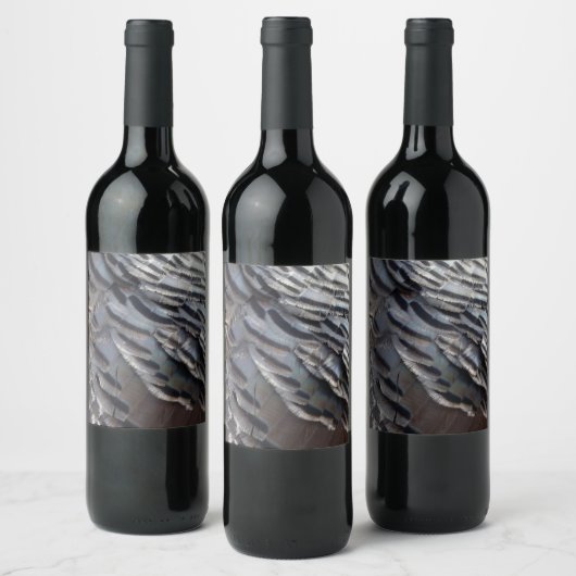 Wild Turkey Feathers II Abstrakte Naturgestaltung Weinetikett (Flaschen)