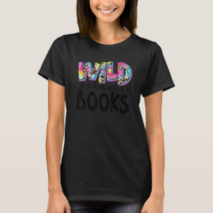 Wild über Bücher Buchwurm zurück zur Schule Leopar T-Shirt