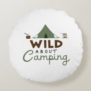 Wild über Camping Design Rundes Kissen