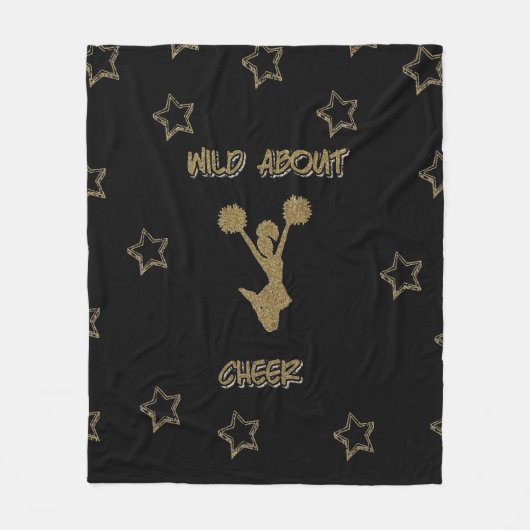 Wild über Cheer Black & Gold Stars Fleece Blanket (Vorderseite)