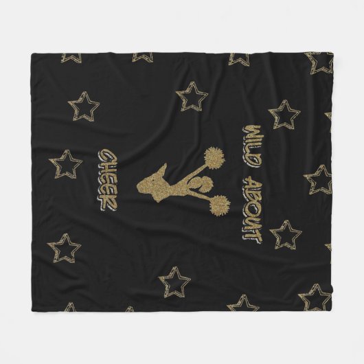 Wild über Cheer Black & Gold Stars Fleece Blanket (Vorderseite (Horizontal))