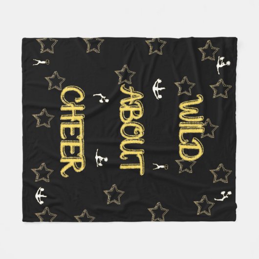 Wild über Cheer mit Tiny White Cheer Silhouetten Fleecedecke (Vorderseite (Horizontal))