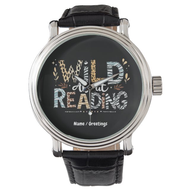 Wild über das Lesen des Buches Lover & Tierdesign Armbanduhr (Vorderseite)