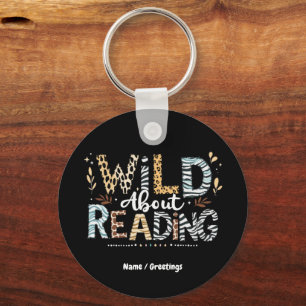 Wild über das Lesen des Buches Lover & Tierdesign Schlüsselanhänger