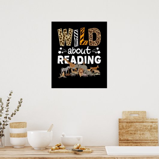 Wild über das Lesen von Büchern und Bücherwurm Poster (Küche)