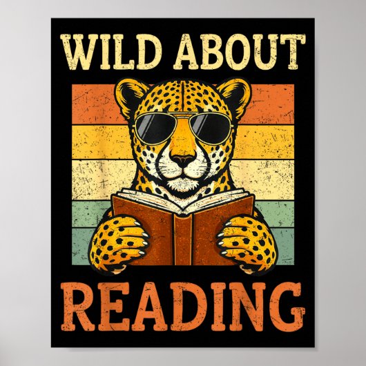 Wild über das Lesen von lustigem Leopard Gepard Bu Poster (Vorne)