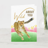 Wild über dich Gepard Frühlingswiese Valentine Karte (Vorderseite)