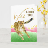 Wild über dich Gepard Frühlingswiese Valentine Karte (Gelbe Blume)