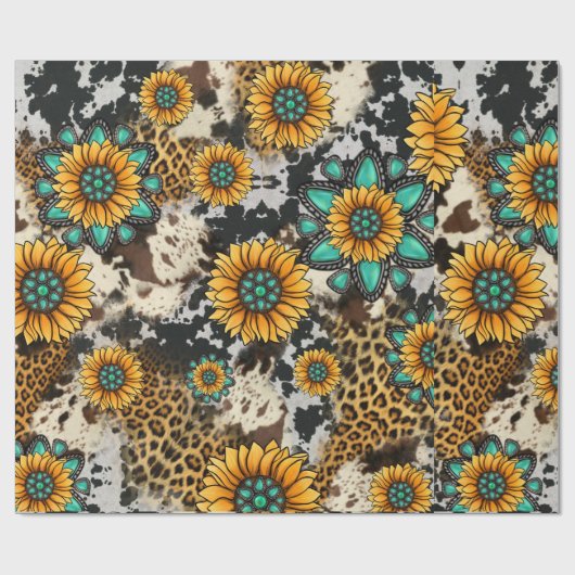 Wild über Edelsteine und Sonnenblumen Geschenkpapier (Flach)