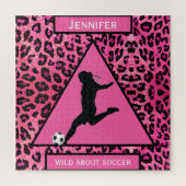 Wild über Fußballmädchen Pink Jigsaw Puzzle (Vertikal)