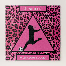 Wild über Fußballmädchen Pink Jigsaw Puzzle