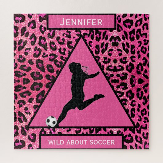 Wild über Fußballmädchen Pink Jigsaw Puzzle (Vertikal)
