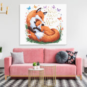 Wild über mein Mama Fox Wasserfarben Kinderzimmer  Leinwanddruck (Insitu (Wohnzimmer))