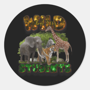 Wild über meine Schüler Tiere Lehrer T-Shirt Wildl Runder Aufkleber