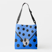 Wild über Polka Dots_Black auf Blues_Mit Monogramm Tragetaschen Mit Langen Trägern (Rückseite)