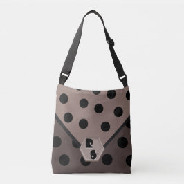 Wild über Polka Dots_Black auf Taupe_Mit Monogramm Tragetaschen Mit Langen Trägern