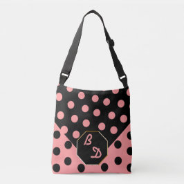 Wild über Polka Dots_Pink auf Black_Personalisiert Tragetaschen Mit Langen Trägern