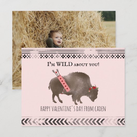 Wild über Sie Klassenzimmer Valentine Buffalo Foto Postkarte (Vorne/Hinten)