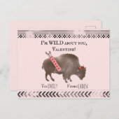 Wild über Sie Valentine Bison Buffalo Cupid Postkarte (Vorne/Hinten)