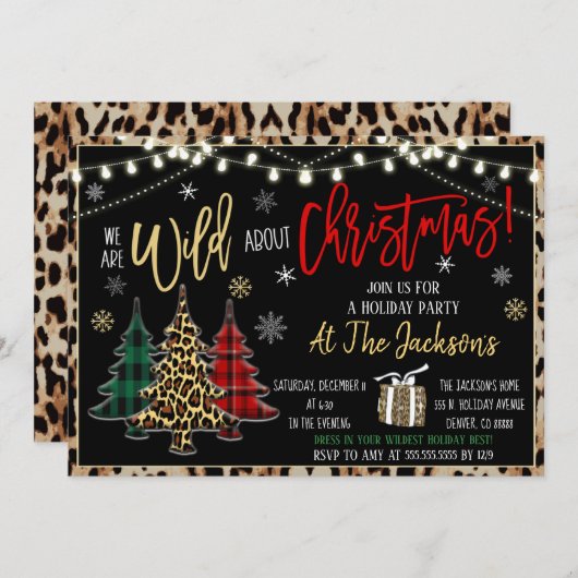 Wild über Weihnachten-Party Einladung (Vorne/Hinten)