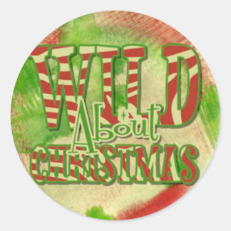 wild über weihnachten retro vintage runder aufkleber