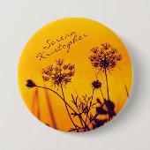 Wild Umbel Blume Kontur Lila und Gold Elegant Button (Vorderseite)
