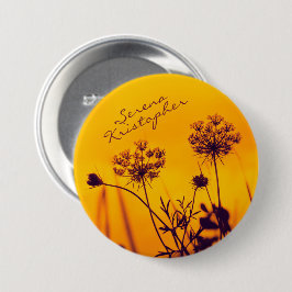 Wild Umbel Blume Kontur Lila und Gold Elegant Button