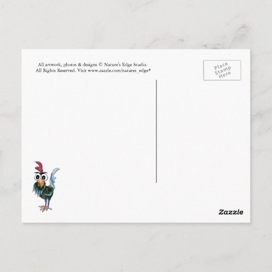 Wild und Crazy Rooster Postcard Postkarte (Rückseite)