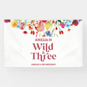 Wild und drei Wildblumen Drittes Geburtstagsjahr P Banner