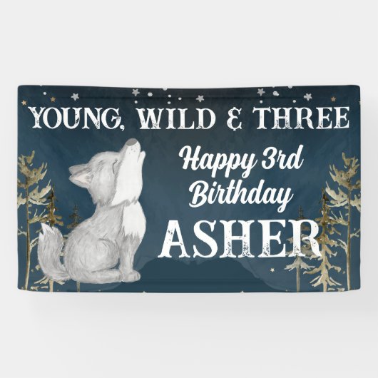 Wild und drei Wolf-Party Banner (Horizontal)