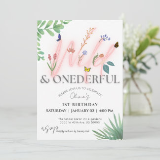 Wild und Eingeborene Wildblume 1. Geburtstag Einladung