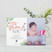 Wild und einsam, Wildblume, rosa Foto Dankeskarte (Stehend Vorderseite)