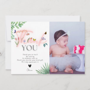 Wild und einsam, Wildblume, rosa Foto Dankeskarte