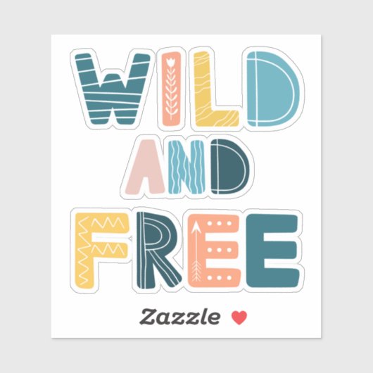 Wild und frei aufkleber (Blatt)