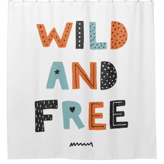 Wild und frei | Doodle Letters Duschvorhang (Vorderseite)