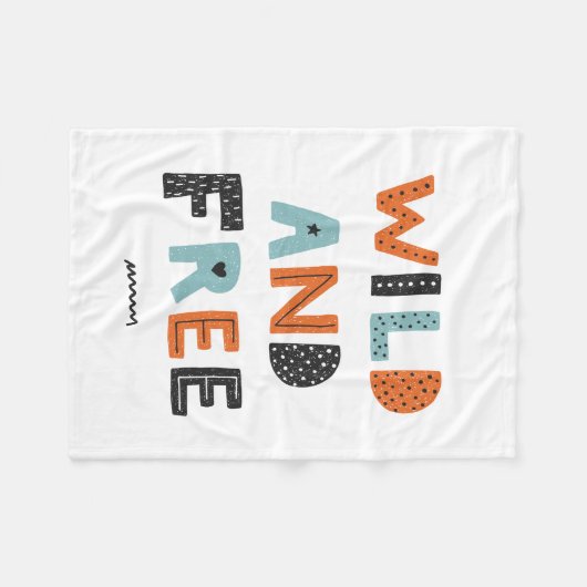 Wild und frei | Doodle Letters Fleecedecke (Vorderseite (Horizontal))