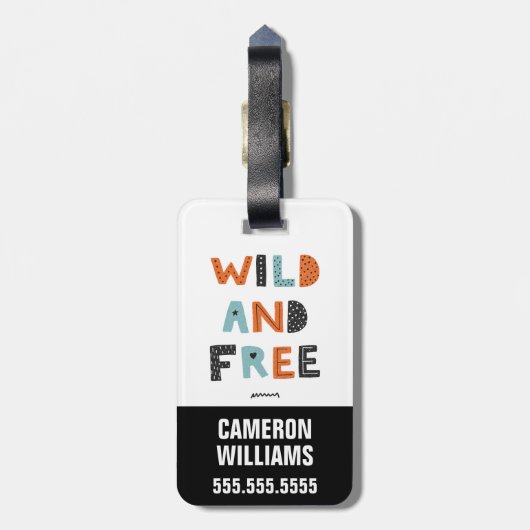 Wild und frei | Doodle Letters Gepäckanhänger (Rückseite vertikal)