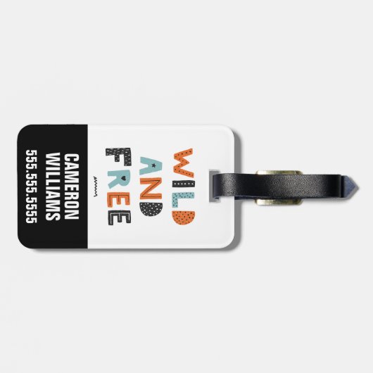Wild und frei | Doodle Letters Gepäckanhänger (Rückseite horizontal)