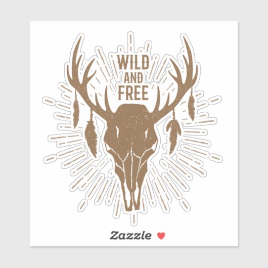 Wild und frei lebender Boho Skull Aufkleber (Blatt)