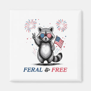 Wild und frei Lustiger Waschbär USA Wild aber frei Magnet