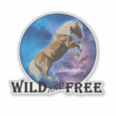 Wild und frei - Mustang Aufkleber (Vorderseite)